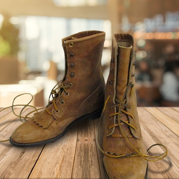 vintage justin lace up roper boots